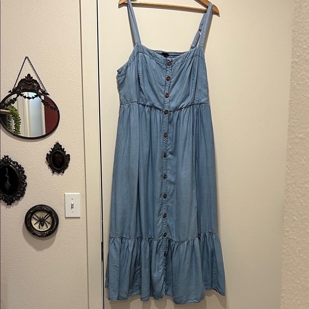 Torrid Light Blue Button-Front Midi Dress